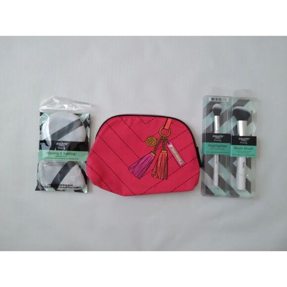 Equate Brushes and Estee Lauder Reddish Pink Make Up Bag & Make Up Tools Bundle - Picture 2 of 13
